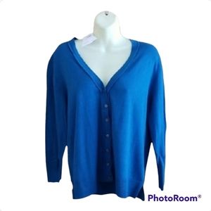 NWT Banana Republic Factory V-Neck Cardigan Sweater Royal Blue Womens Size Large